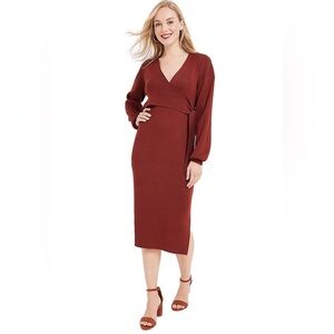 Maurices Wrap Sweater Midi Dress - Rust - NWT